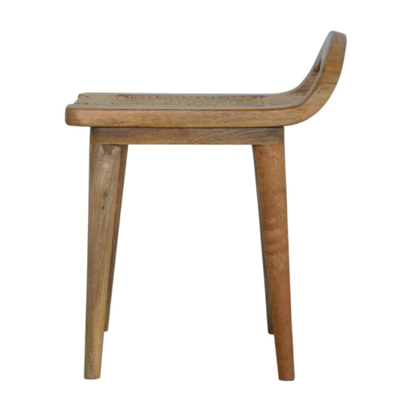 English Elm Soild Wood Raised Back Stool - Rustic Nordic Charm With Woven Rope Seat For Cozy Interiors B182P186201-GIGA