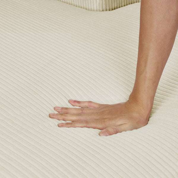 English Elm 3 Corduroy Double-Chaise Sectional Sofa with Removable Covers, Foam Cushions & Minimalist Design Cream B343S00008