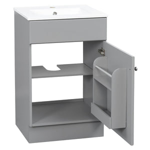 English Elm [video] 20 Inch Freestanding Bathroom Vanity with Ceramic Sink Soft Close Cabinet Gray N759P237946E