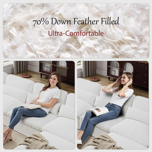 English Elm Cloud Modular Sectional Sofa - Plush Down-Filled Comfort, Washable Chenille Cover, Storage, Modern Style T3966S00002