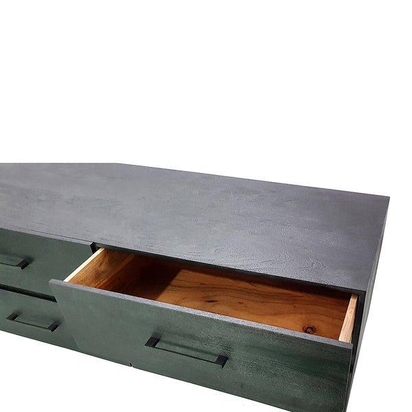 English Elm 86.5x20x30.5" Cabinet, Black — Acacia Wood & Iron Sideboard with Dual Drawers, Spacious Top, Modern Storage W2078P293287