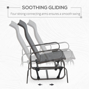 English Elm Gliding Outdoor Rocking Lounge Chair with Breathable Sling Mesh and Ergonomic Neck Support T3971P384083