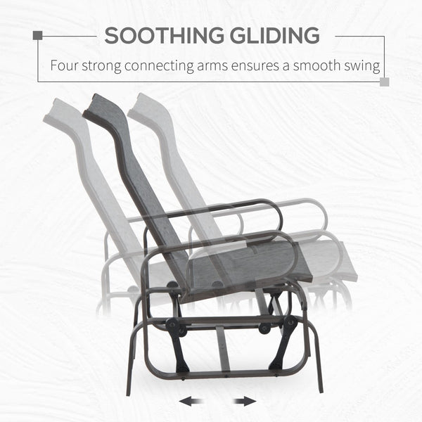 English Elm Gliding Outdoor Rocking Lounge Chair with Breathable Sling Mesh and Ergonomic Neck Support T3971P384083