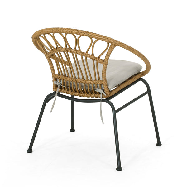 English Elm Christopher Knight Home® - BANYA Light Brown PE Rattan Chair Set with Iron Frame, Waterproof Fabric, Modern Loop Design for Outdoor Elegance 70431.00LBRN