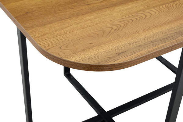 English Elm Modern Dual-surface Dining Table Mdf Top with Marble Wood Grain Black Metal Frame W3875P395610