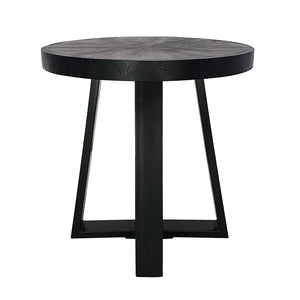 English Elm D23.5x24.5" Modern Black Coffee Table with Rounded Top & Overlapping Cross-Leg Frame, 23D x16H Stylish Accent W2078P291776