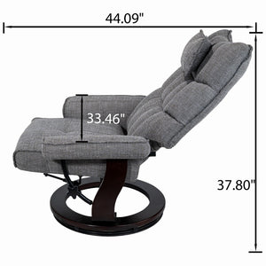 English Elm 8-point Massage Recliner with Heat Ottoman Chenille Swivel Lounge Chair W1622S00002
