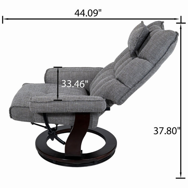English Elm 8-point Massage Recliner with Heat Ottoman Chenille Swivel Lounge Chair W1622S00002