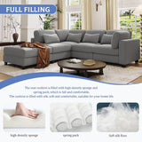 English Elm 5 Pieces L Shaped Sofa With Removable Ottomans and Comfortable Waist Pillows