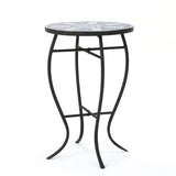 Christopher Knight Home® - Noble House - Han Outdoor Blue and White Ceramic Tile Side Table with Iron Frame