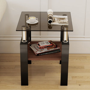 English Elm Set Of 2 Modern Tempered Glass Tea Tables - Sleek, Sturdy, And Stylish For Your Living Space Decor! W241P300310-GIGA