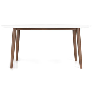 English Elm Ashcroft Furniture - Ada Mid Century Modern Solid Walnut Oval Dining Table, Space-Saving Pedestal Design for Small Homes Brown,White B183P231922