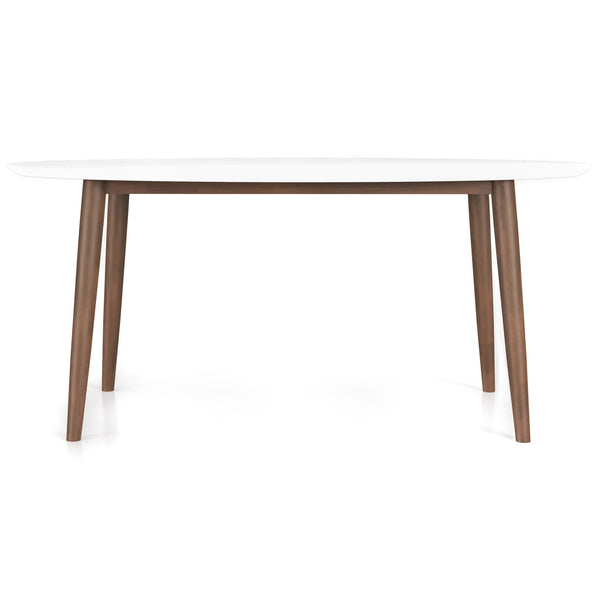 English Elm Ashcroft Furniture - Ada Mid Century Modern Solid Walnut Oval Dining Table, Space-Saving Pedestal Design for Small Homes Brown,White B183P231922