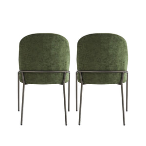English Elm Modern Curved High Back Dining Chairs with Bronze Iron Frame Linen Upholstery Set of 2 N762P288935F