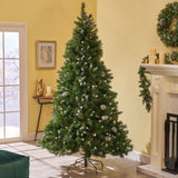 Christopher Knight Home® - Noble House - 7-foot Mixed Spruce Unlit Hinged Artificial Christmas Tree with Frosted Branches