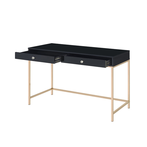 English Elm Rectangular Desk with Sleek Metal Frame and Durable Rectangular Top for Modern Home Office Workspaces Black,Gold B016P329808