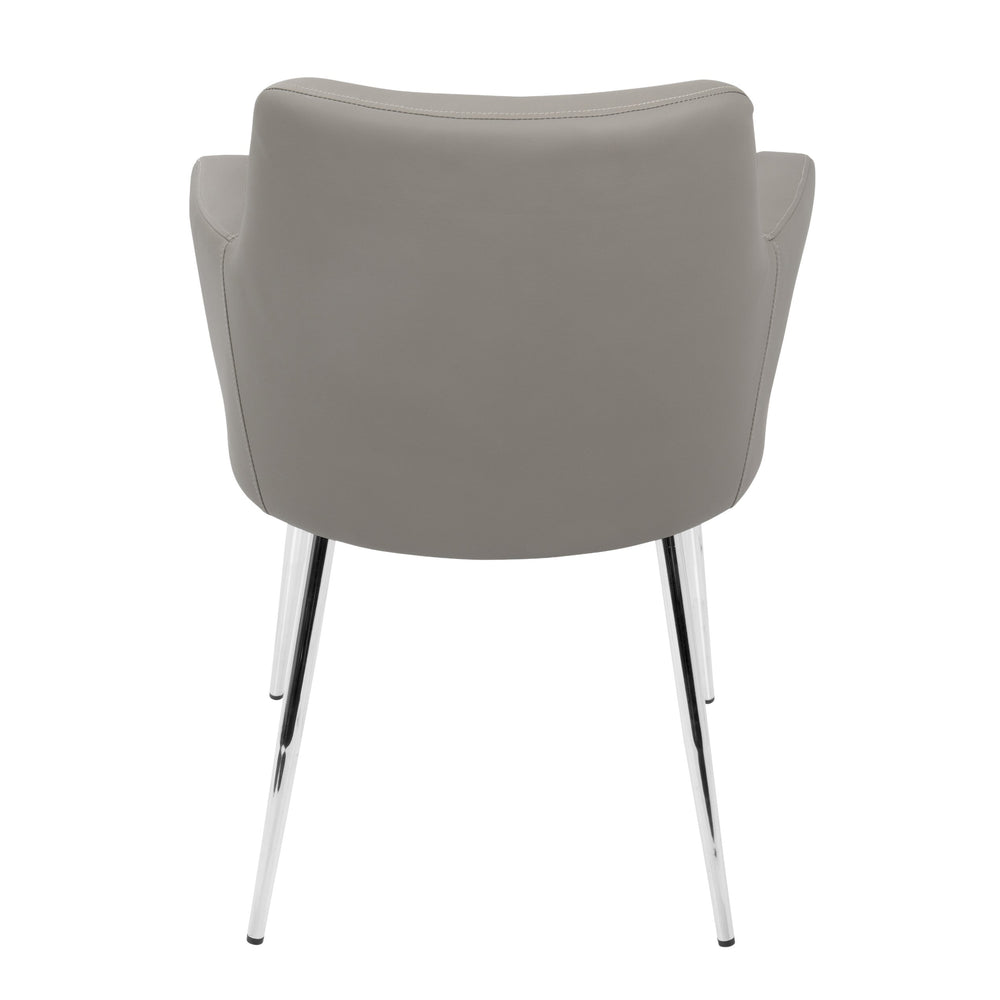 English Elm Andrew Contemporary Grey Faux Leather Dining Accent Chair Set of 2 — Padded Arms, Tapered Chrome Legs, Cozy Seating B202P223422