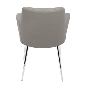 English Elm Andrew Contemporary Grey Faux Leather Dining Accent Chair Set of 2 — Padded Arms, Tapered Chrome Legs, Cozy Seating B202P223422