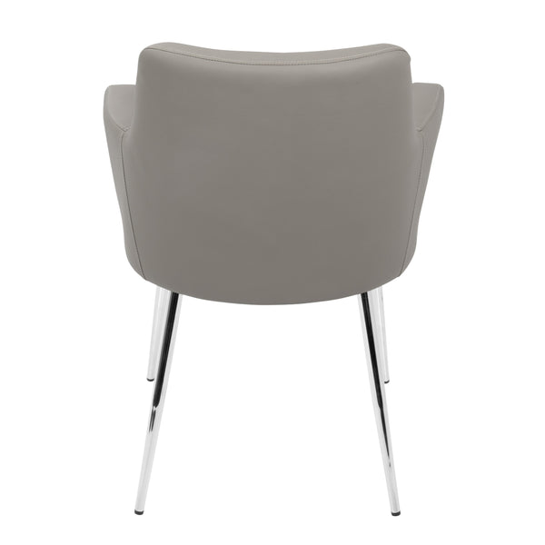 English Elm Andrew Contemporary Grey Faux Leather Dining Accent Chair Set of 2 — Padded Arms, Tapered Chrome Legs, Cozy Seating B202P223422