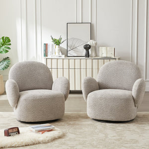English Elm Accent Cloud Chair with 360° Swivel, Plush Fabric Upholstery, Space-Saving Design, Holds 260 lbs Grey W820S00070