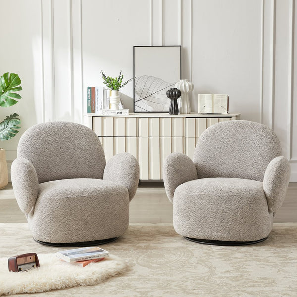 English Elm Accent Cloud Chair with 360° Swivel, Plush Fabric Upholstery, Space-Saving Design, Holds 260 lbs Grey W820S00070