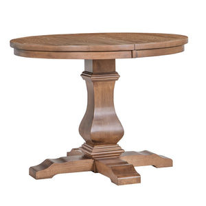 English Elm Christopher Knight Home® - Oval Rustic Walnut Extension Dining Table - Eco-Friendly Rubberwood, Elegant Pedestal Base & Leaf N771P355872T_N771P355873T