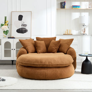 English Elm Oversized Memory Foam Chenille Bean Bag Sofa with Ergonomic Back Support, 3 Large & 2 Small Pillows Orange W395P359410