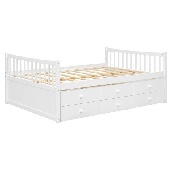 English Elm Full Size Daybed with Trundle Twin Pullout and Three Storage Drawers for Guest Rooms LP100341AAK