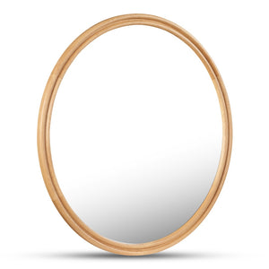 English Elm Alcott 48 Inch Solid Oak Round Wall Mirror with Double Edge Frame for Any Room B2769P504200