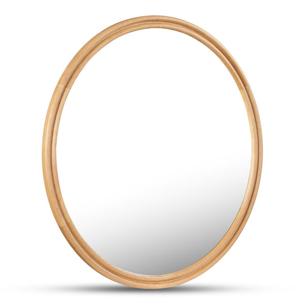 English Elm Alcott 48 Inch Solid Oak Round Wall Mirror with Double Edge Frame for Any Room B2769P504200