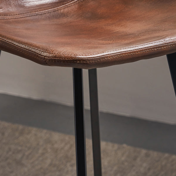 English Elm Christopher Knight Home® - Set of 2 Dax Faux Leather Barstool Brown with Faux Snakeskin Stitching, Cushioned Seat & Steel Legs 57582.00