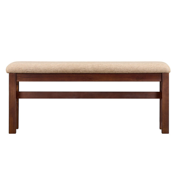 English Elm Fluted Counter Height Dining Set Narrow Bar Console with Upholstered Stool Retro Wood Walnut W1202P330890