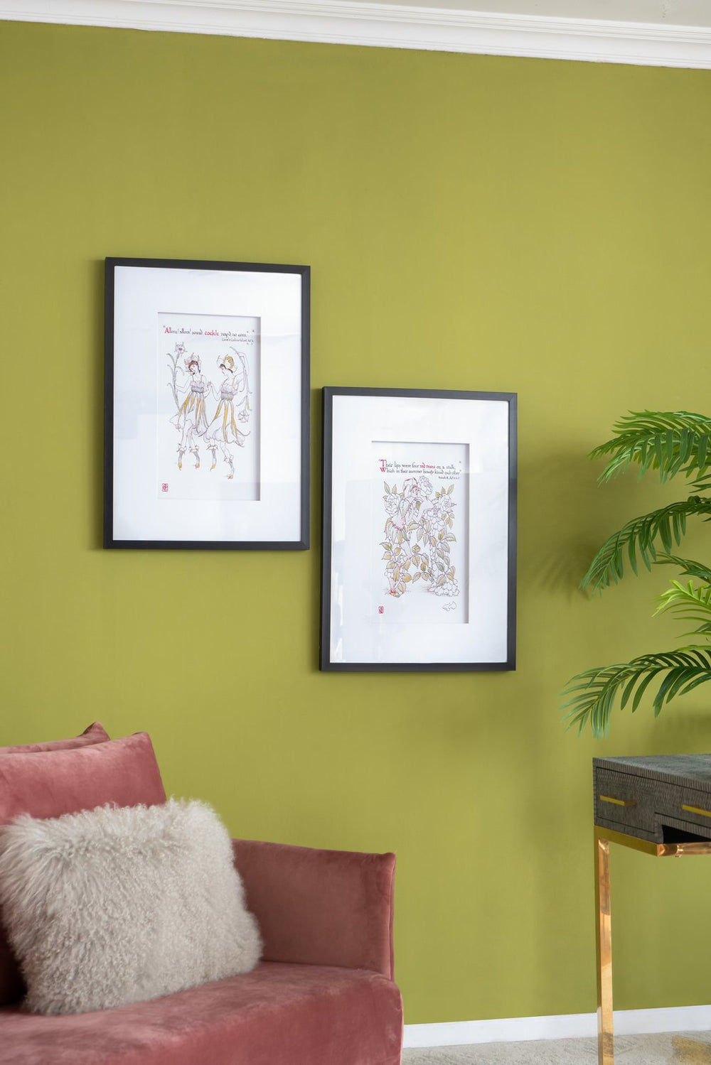 English Elm Set of 2 Framed Wall Art Prints for Living Room and Bedroom, Elegant Minimalist Black Frame Décor (96) Multicolor W2078P390188