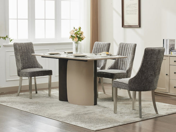 English Elm Rayon Upholstered Chenille Dining Chairs Set Of 2 With Silver Stainless Steel Legs For Elegant Comfort W1143P293316-GIGA