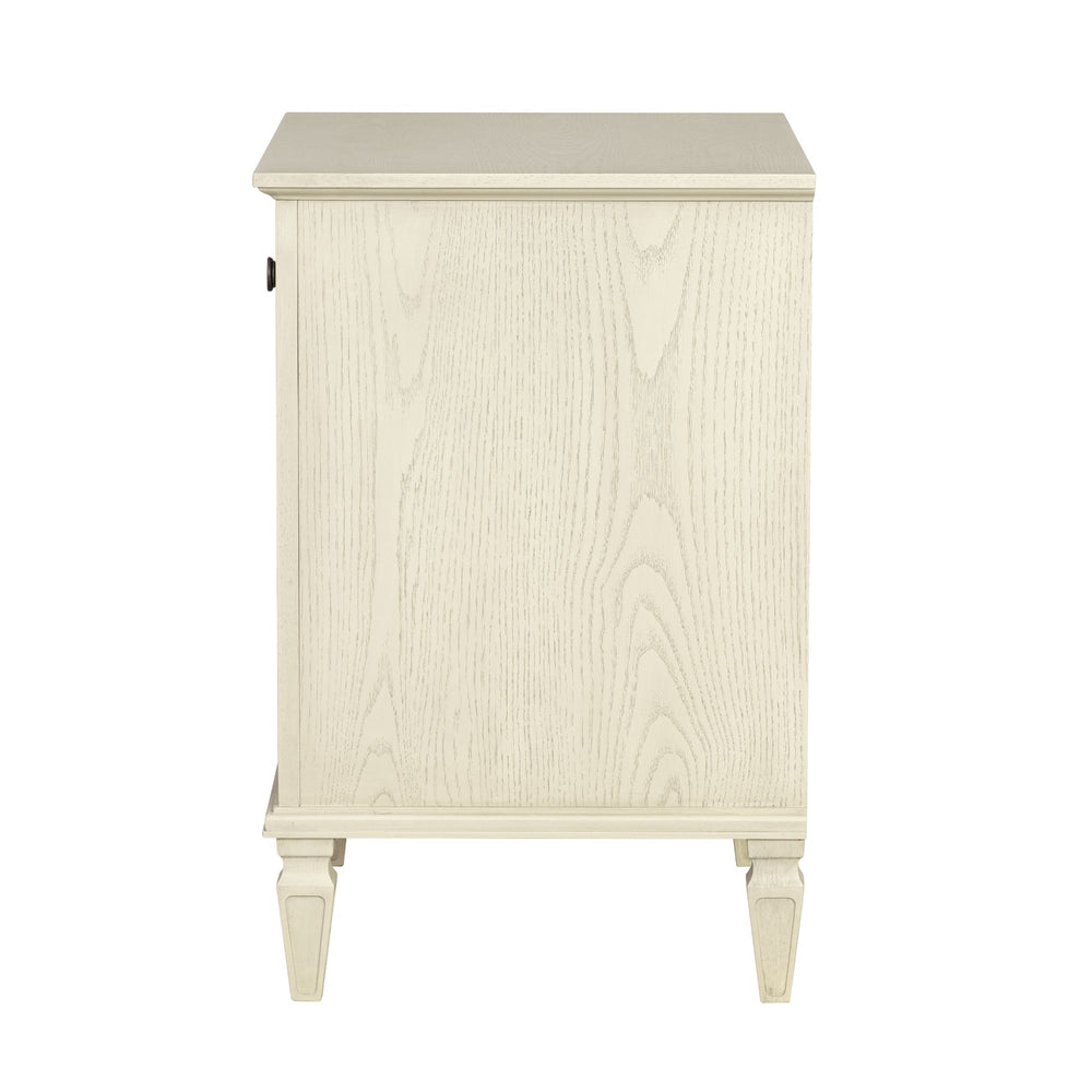 English Elm Victoria Aged Oak Nightstand with Solid Wood Legs, Wire-Brushed Veneer, Drawer & Open Shelf Cream 27.25 L x 22.75 W x 27.25 H B035P341167