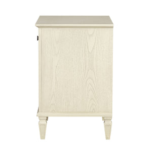 English Elm Victoria Aged Oak Nightstand with Solid Wood Legs, Wire-Brushed Veneer, Drawer & Open Shelf Cream 27.25 L x 22.75 W x 27.25 H B035P341167