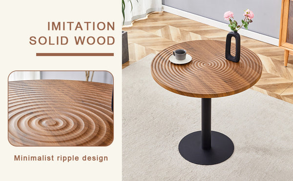 English Elm Table And Chair Set - Modern 31.5-Inch Round Dark Wood Grain Table With 2 Black Pu Chairs, Stylish Design! W1151S02485-GIGA