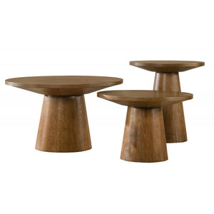 English Elm 29 Sculptural Round Wood Coffee Table with Pedestal Base, Beveled Top for Modern Minimalist Living Rooms Walnut 16.5 L x 16.5 W x 18 H B011S01870