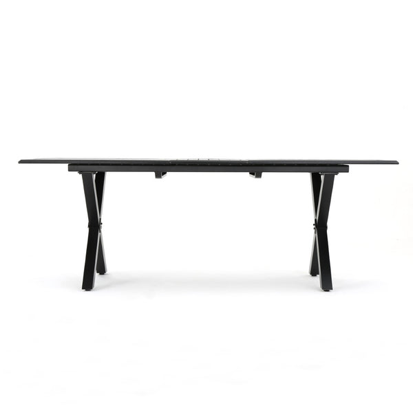 English Elm Outdoor Expandable Cast Aluminum Slatted Patio Dining Table with Rust Resistant Frame N768P372920B
