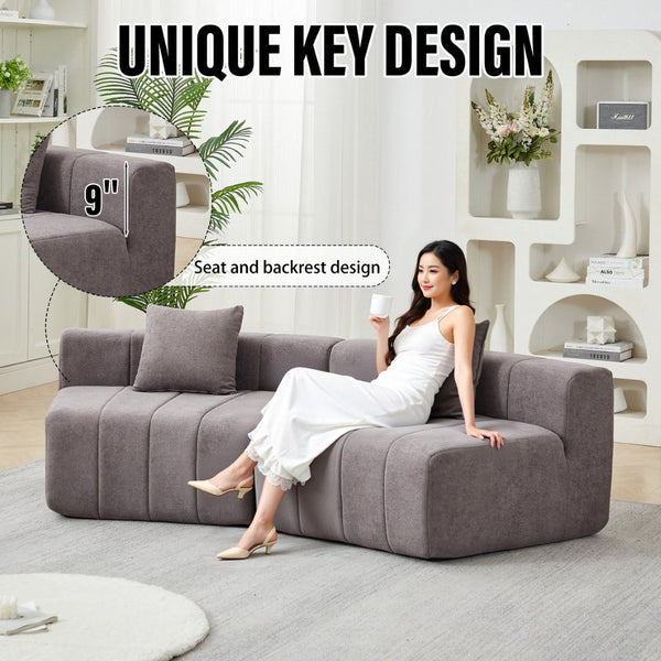 English Elm Chenille Modular Sectional Sofa Curved Piano Key Design Plush Living Room Lounge Seating Grey W834P389119