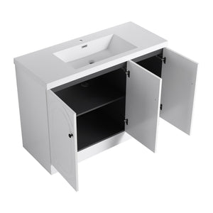 English Elm 48" Freestanding Bathroom Vanity with Thick Resin Sink, Soft-Close Doors, Adjustable Shelves, Durable Finish White W999S00275
