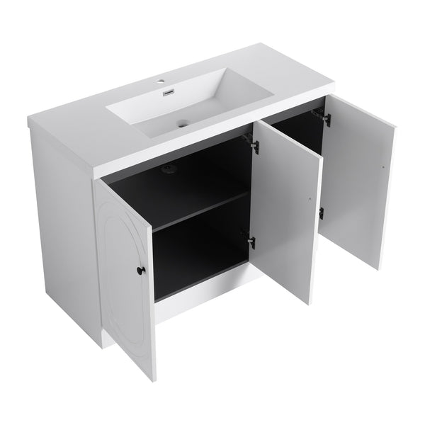 English Elm 48" Freestanding Bathroom Vanity with Thick Resin Sink, Soft-Close Doors, Adjustable Shelves, Durable Finish White W999S00275