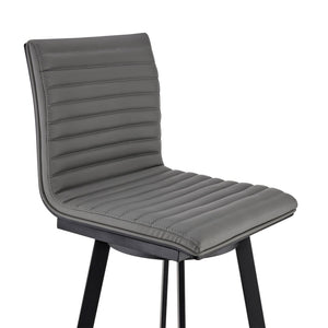 English Elm Nikole Swivel Counter Stool Matte Black Steel Base with Gray Faux Leather Seat B2736P464887