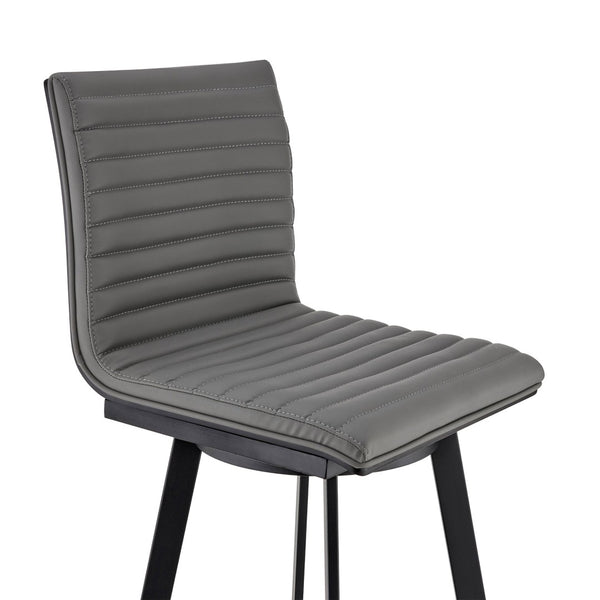 English Elm Nikole Swivel Counter Stool Matte Black Steel Base with Gray Faux Leather Seat B2736P464887