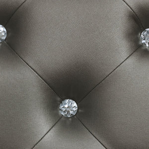 English Elm Karmen Glam Metallic Tufted Queen Panel Bed with LED Touch Lighting, Silver Finish & Elegant Design B062S01099