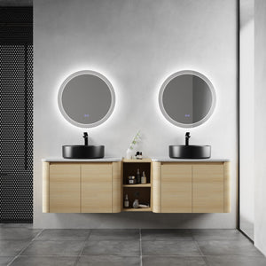 English Elm 72'' Wall-Mounted Bathroom Vanity With Elegant Ceramic Sink, Smart Storage, Soft-Close Doors & More W999S00478