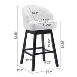 Christopher Knight Home® - Noble House - - 33.25" Swivel Counter Stools Set Of 2, Upholstered Counter Height Bar Stools With Solid Rubber Wood Frame, Backrest, Footrest, Armless Barstools For Home Bar, Kitchen Counter, Black + Beige