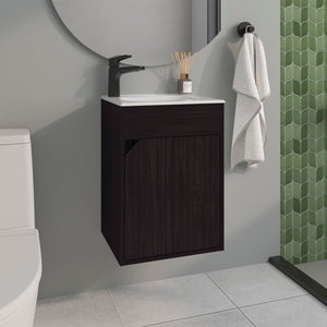 English Elm Bathroom Vanity Slim Sink Cabinet with Single Door, Engineered Wood, Space-Saving Modern Design Black 25.98 L x 18.9 W x 11.02 H B097P350313
