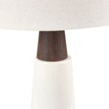 INK+IVY Tristan Modern/Contemporary Triangular Ceramic and Wood Table Lamp II153-0129 White Base/Cream Shade