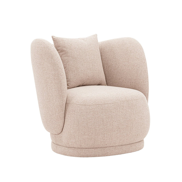 English Elm Siri Upholstered Lounge Chair Wheat — Pine Frame, Linen Weave, High-Density Foam, Accent Pillow, 440lb Capacity B365P398030